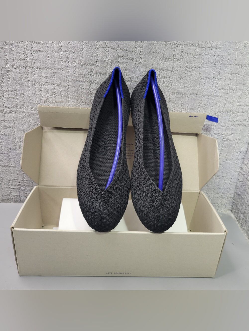Rothy’s  The Flat Women's Size US 8 Black Honeycomb Slip On Shoes